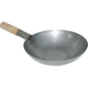 Vogue Zacht Stalen Wok - Platte Bodem - 33cm - Horeca & Professioneel