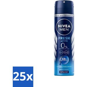 Nivea - Men - Deo Spray - Fresh Active - 48 Uur Lang Werkend - 150 ml - Bulkverpakking - 25 stuks