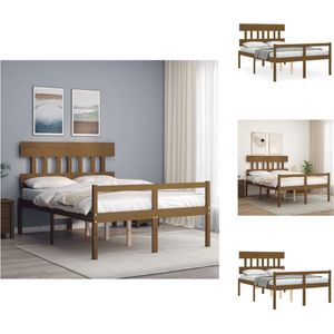 vidaXL Houten Bed - Massief grenenhout - 205.5 x 145.5 x 81 cm - Honingbruin - 140 x 200 cm - Bed