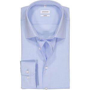 Seidensticker shaped fit overhemd - mouwlengte 7 - blauw - Strijkvrij - Boordmaat: 37