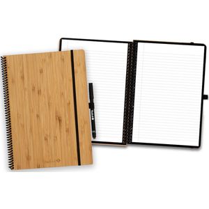 Bambook Classic uitwisbaar notitieboek - Hardcover - A4 - Gelinieerde pagina's - Duurzaam, herbruikbaar whiteboard schrift - Met 1 gratis stift