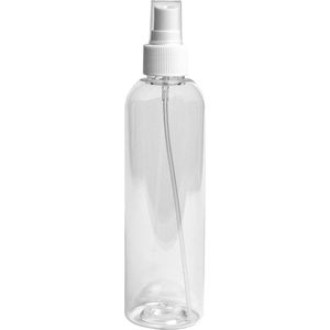 Lege Plastic Fles 250 ml PET Tall Boston 24 - transparant - met witte verstuiver dop – set van 10 stuks - navulbaar - leeg