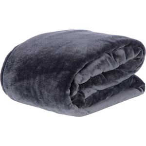 Fleece Plaid Deluxe - Zwart - Fleece Deken - 150x200cm - Zachte Sprei voor Bank of Bed