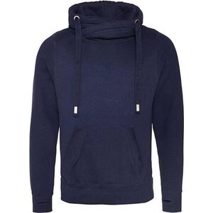 Cross Neck Hoodie  Unisex  Normal fit Navy maat L