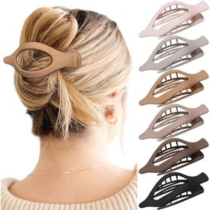 Haarclips - 6 stuks zijschuifbare haarclips - Shark Clips - Haarclips voor haarkoorden - Sterke grip - Antislip - Puntige ovale vorm - Geschikt voor dik of dun haar - Matte afwerking - 12 x 5 x 3,5 cm - Gebogen