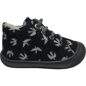 Naturino lederen veterschoenen zilveren vogels bumper Cocoon zwart mt 18