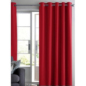 Home of Curtains - RUBEN - Gordijn - Met Ringen - Verduisterend - Kant en Klaar - 300x250 cm - Rood - 1 Stuk