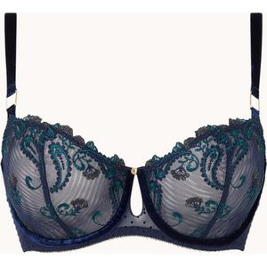 Aubade Velvet Memories beugel bh met borduring en fluweel - Blauw - Maat 75B