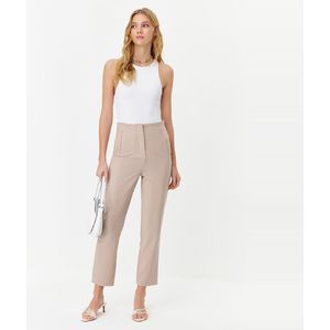 Trendyol Witte Sigarettenpatroon Darted Hoge Taille Enkellange Geweven Stoffen Broek Twoss20Pl0515