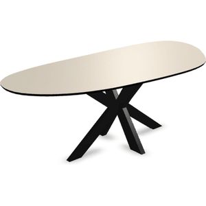 Melamine eettafel beige - Organisch Type A - Matrix dun onderstel