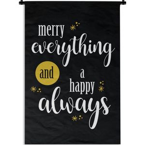 Wandkleed Quotes kerst - Fantastisch geschenk voor kerstmis - Merry everything zwart Wandkleed katoen 120x180 cm - Wandtapijt met foto XXL / Groot formaat!
