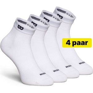 Plan B Sokken Heren en Dames Wit - 4 Paar - 35-38 - Quarter Sokken - Sportsokken - Werksokken - Socks - Sok met Onderbroekenband die niet Afzakt