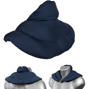 Ibenzoa® Donkerblauw nekwarmtekussen met opstaande kraag en koolzaadvulling