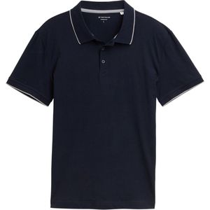 TOM TAILOR - Poloshirt - Navy / Wit - Slanke Pasvorm - Kwartmouw