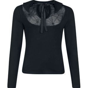 Voodoo Vixen Bat Collar Web Lace Top Dames Shirt met lange mouwen - zwart - S