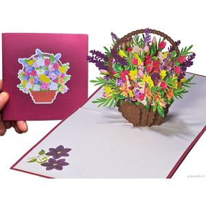Popcards popupkaarten – Verjaardagskaart Bloemen Bloemenmand Gemengd Boeket Vriendschap Verjaardag Felicitatie Beterschap Troost Condoleance pop-up kaart 3D wenskaart