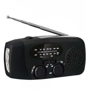 Molain Noodradio Solar Handzwengel - Draagbaar - FM, AM, WB - Zonneenergie - USB & LED zaklamp - SOS signaal - 600mAh - Zwart