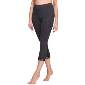 Merry Style MS-MS10-290-LE Dames Capri Leggings - Sport - Vrijetijdsbroek - 3/4 Lengte met Kant - Viscose - Sporbroek - Yogabroek - Donker Gemêleerd - XL