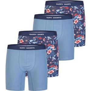 Happy Shorts - Long Boxershorts - Marine - 4er-Pack