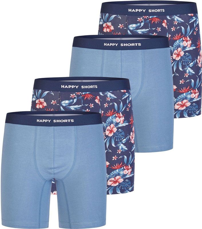 Happy Shorts - Long Boxershorts - Marine - 4er-Pack