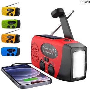 RFWR® Zonne-energie Wind Up Radio met Handcrank - AM/FM Noodradio met Oplaadbare USB Powerbank en LED Zaklamp voor Buitenactiviteiten