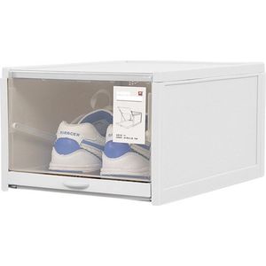 Buxibo - 3x Transparante Sneaker Box met Lade - Sneaker Display - Sneaker Vitrine - Show Box - Opvouwbare Schoenenkast -Schoenendozen - Kunststof - Grijs/Transparant