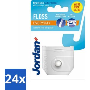 24 x Jordan Floss Everyday 50 meter - Tandfloss - Tandenpoetsen - Mondhygiëne - Tanden Reinigen - Frisse Adem