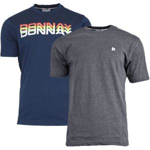 2-Pack Donnay T-shirts (599009/599008) - Heren - Navy/Charcoal marl - maat M