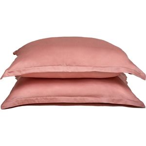 Coco & Cici - Tencel Sateen Kussensloop 70 x 50 cm - Kussenhoes - Lyocell - Extra Zacht & 100% Natuurlijk - Terra Roze - Zonder Volant