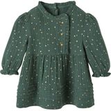 Babyjurkje - Donkergroen - Katoenen Hydrofiel Doek - Met Gouden Sterren - Ruches