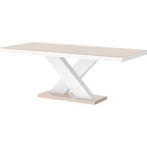 Uitschuifbare Eettafel Xenon 160 cm tot 210 cm - Hoogglans cappuccino met wit