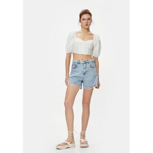 Korte mouw Hart kraag Kurzarmbluse