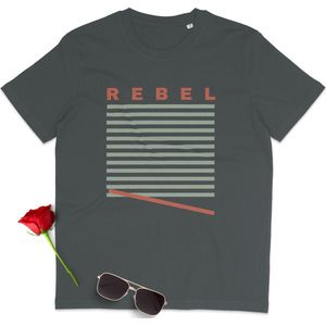 T Shirt Dames - T Shirt Heren - Unisex - Rebel - Korte Mouw - Grijs - Maat L