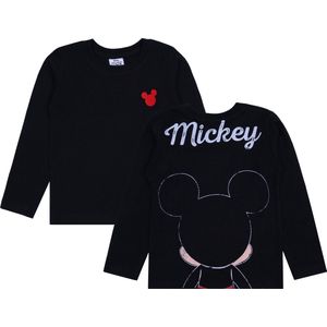 Zwarte jongensblouse met lange mouwen van Mickey Mouse