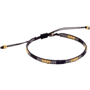 Biba - Armband - Geweven - Miyuki - Verstelbaar - Zwart