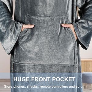 Draagbare deken met mouwen - comfortabele knuffeldeken voor volwassenen - fleece warme gezellige deken met voetzakken