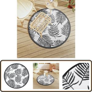 vidaXL Buitenkleed - 120 cm - Polypropeen - Wit en zwart Tuintapijt - Outdoor Tapijt - Patio Dekens - Veranda Kleed - Terras Tapijt