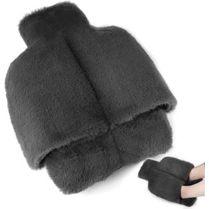 Voetwarmer zonder stroom, voetenwarmer met 2 liter grote warmwaterkruik, 2-in-1 warmwaterkruik voeten, 40 x 36 cm, voetwarmers, super zacht en warm, grijs
