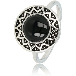 *My Bendel - Vintage ring zilverkleurig met zwarte Onyx steen - De diep zwarte Onyx steen in combinatie met de vintage design geeft deze ring een supermooie look - Met luxe cadeauverpakking