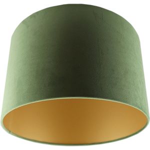 Olucia MADELYN - Velours Lampenkap - Goud / Groen