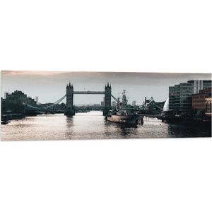Vlag - Tower Bridge met Zonsondergang in Londen, Engeland - 120x40 cm Foto op Polyester Vlag