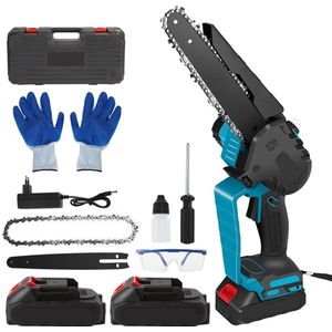 Mini Kettingzaag - Snoeizaag - Handzaag - Kettingzaag - 8 Inch - Draagbaar - Draadloos - 2000W - voor Tuin - Houtbewerking - 2 Accu’s