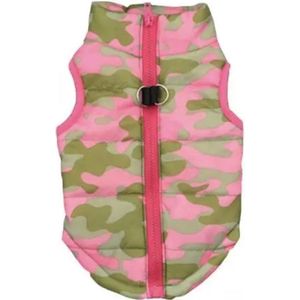 Body warmer voor honden - Honden bodywarmer - Maat XS - Leger print roze