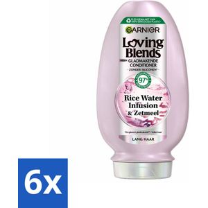 6 x Garnier - Loving Blends Rice Water Infusion - Conditioner - Glans & Zachtheid - Lang Haar - 250 ml - Haar Glans - Zachtheid Haar - Conditioner Lang Haar - Rijstwater Haar - Natuurlijke Conditioner