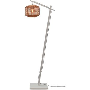 GOOD&MOJO Vloerlamp Tanami - Bamboe Wit/Rotan - 55x30x150cm - Modern - Staande lampen voor Woonkamer - Slaapkamer