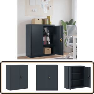 vidaXL Archiefkast - Staal - 90x40x105 cm - Antraciet Archiefkast - Opbergkast - Kantoormeubilair - Staalkasten - Metalen Kast
