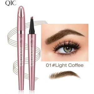 Wenkbrauwpotlood Waterproof - Light Coffee - Lichtbruin Koffie - 48 uur Lang - Haarachtige Kleur-effect - Precisie Micro-inktpen - Eyebrow Pen - Professionele Wenkbrauwmake-up Pen met 4 Split heads - Totale controle