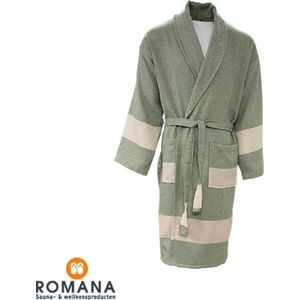 Romana Products Hamam Diamond - Badjas Unisex - Kamerjas - Ochtendjas - Olijfgroen - Maat L/XL - Katoen