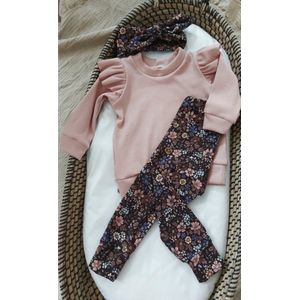 Setje vintage flower bruin 74/80