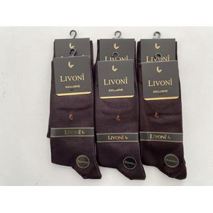 6 paar Livoni Bamboe Sokken Heren - Maat 40–44 - Bruin – Naadloze Sokken